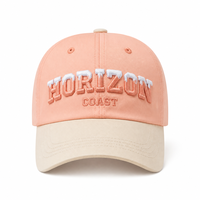 Casquette Dad Hat Bicolore avec Broderie 3D en Mousse Gonflée, Logo Personnalisé, Crème Corail, Visière Courbée, en Sergé de Coton, Unisexe Adulte, Structurée et Sportive