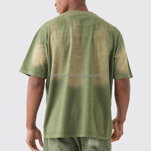 Nouveaux t-shirts vintage surdimensionnés personnalisés pour hommes, t-shirts d'été avec logo, col montant, coton uni, délavage à l'acide, t-shirts vierges pour hommes - Product Image 6