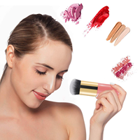 Pinceau de maquillage professionnel de qualité supérieure pour l'application de bronzant et de fond de teint, manche en plastique, poils en nylon