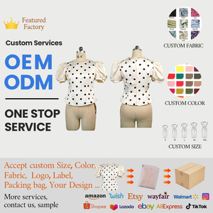 Zyht 82069 của phụ nữ Tops và áo cánh trắng Polka Dot <span class=keywords><strong>peplum</strong></span> Top với ngọc trai-tôn tạo Neckline phồng tay áo ngắn - Product Image 5