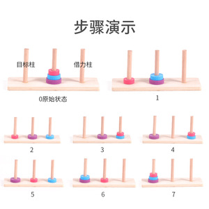 Torre de Hanói de madera Huixin, 18.5x7.5x12cm, juguete educativo de apilamiento para bebés y niños pequeños - Product Image 3