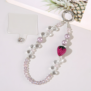 Tinh tế dâu tây đính cườm móc khóa quyến rũ chuỗi điện thoại cổ tích Keychain điện thoại di động Trường hợp dây buộc cho DIY làm, hàng thủ công - Product Image 4