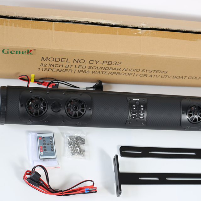 32 Inch RGB UTV Sound Bar Waterproof Blue Tooth W/Multicolor Lights Soundbar for UTV ATV Golf Cart