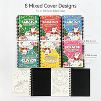 Carnet de griffonnage personnalisé de Noël avec reliure spirale en papier, ensemble de livres à gratter DIY pour enfants, stylet, pochoir, sac cadeau, cadeau de fête des fêtes