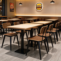 Ensemble table et chaises pour restaurant de restauration rapide, table à manger en bois grainé, chaises de bistrot en bois courbé pour restaurant de nouilles, cantine