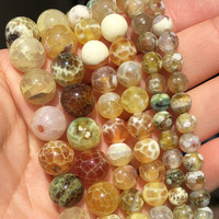 Vente en gros de perles en pierre d'agate de feu marron de 6/8/10 mm, lisses et rondes, pour la fabrication de bijoux DIY, bracelets