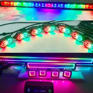 新款追逐发光二极管摇滚轻音乐应用控制RGB发光二极管灯条双单排越野灯