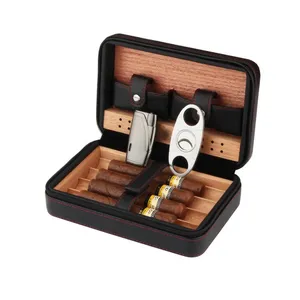 Vanace定制压花标志便携式旅行管支架雪茄盒带打火机的雪茄盒