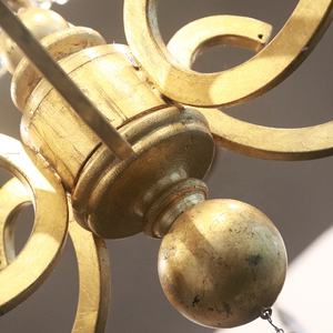 Lampe de salon en fer américain Lampe de salle à manger Lustre de chambre à coucher Lustre de café créatif Lustre de feuille d'or vintage Lampe en cristal - Product Image 2