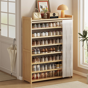 Home <b>shoe</b> <b>rack</b>, entryway cabinet, large capacity, simple indoor <b>shoe</b> <b>rack</b> with curtain for dust protection and space saving. - Product Image 4