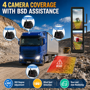 Rétroviseur de camion sans fil avec écran tactile de 15,88 pouces, 4 caméras solaires magnétiques, vision nocturne BSD pour les conditions météorologiques difficiles - Product Image 6
