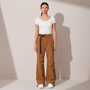 โลโก้ที่กําหนดเองเป็นมิตรกับสิ่งแวดล้อมสตรีออกกําลังกาย Crop Tops แขนสั้นโยคะเสื้อยืดแข็งแรงวิ่งเสื้อกีฬา - Product Image 4