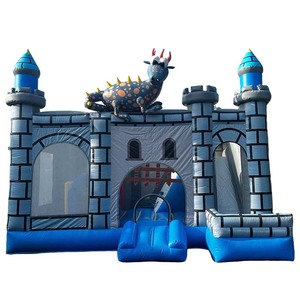 Castillo Inflable con Tobogán Temático de Dragón Medieval, Castillo Hinchable Comercial con Diseño de Caballero - Product Image 1