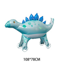 Grand Ballon Animal Dinosaure Vert 4D-Marche Avec Roues Foil Fun Pet for Kids - Jungle Theme Party Supplies Decor