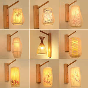 Lampe murale en bambou de style chinois, Source de lumière Led E27, pour escalier, salle de thé, restaurant, hôtel, chambre à coucher, éclairage de chevet - Product Image 4