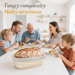 Banneton ovale rond de 25 cm en bois pour la levée du pain, avec brosse de fermentation en acier inoxydable, mini - Product Image 4