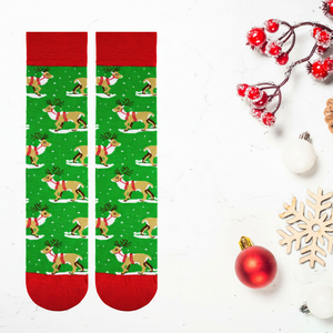 Colorful Christmas Reindeer Jacquard <b>Socks</b> Breathable Soft <b>Warm</b> Nylon Ankle Knee Length One Size Fits Most for Daily Use Winter - Product Image 3