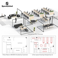 SpaceUnited Bureau de travail modulaire en acier moderne avec cloisons et tiroirs de rangement, design ergonomique, plateau supérieur en bois, mobilier commercial