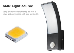 Алюминиевый сплав черный датчик движения AC 85-265 В водонепроницаемый IP65 садовый наружный 12 Вт светодиодный газон - Product Image 4