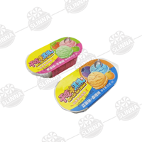 Poudre de crème glacée halal en gros à moudre, bonbons à deux compartiments pour enfants, poudre de bonbons à tremper aux fruits, bonbons gélifiés sucrés avec mini-cuillère