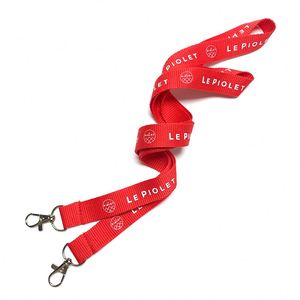 Double Sided Polyester Twill Lanyard Custom Jacquard Ribbon Personalized Logo Red Woven Fabric Lanyard - Product Image 2