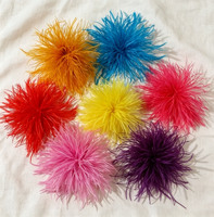 Pompon fleur en plumes d'autruche fait main, Rosette en plumes d'autruche colorées teintées en vrac pour broche, pince à cheveux et décoration de chapeau