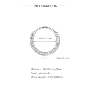 Boucles d'oreilles créoles simples en argent sterling 925 avec diamant Moissanite pour piercing d'oreille, de rook ou de daith - Product Image 5