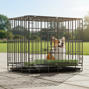 Cage pliable en fil d'acier thermolaqué avec porte simple/<span class=keywords><strong>double</strong></span> et plateau en plastique anti-fuite pour chiens et chats, idéale pour l'entraînement en intérieur - Product Image 1