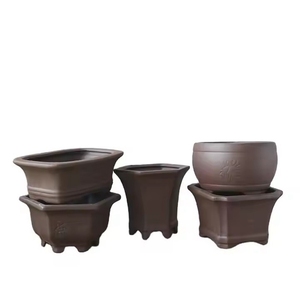 Poterie noire sable violet pot de fleurs en céramique pot de fleur succulente en gros créatif simple pot de bureau bonsaï pot de fleur - Product Image 1