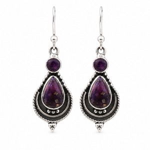 Orecchini pendenti vintage a goccia d'acqua viola per donna, orecchini personalizzati per feste e uso quotidiano - Product Image 4