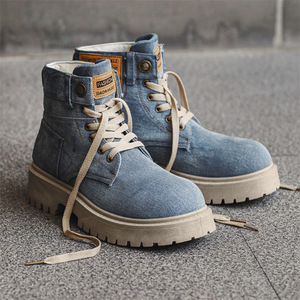 Bottes <span class=keywords><strong>Martin</strong></span> pour hommes, <span class=keywords><strong>style</strong></span> britannique, en denim, montantes, rétro, pour <span class=keywords><strong>moto</strong></span>, à plateforme, <span class=keywords><strong>style</strong></span> utilitaire - Product Image 1
