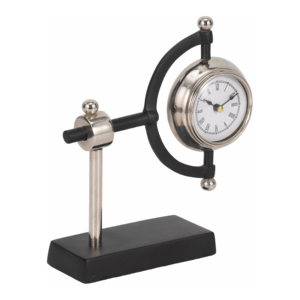 Orologio da scrivania con accenti in metallo e legno per soggiorno, ufficio domestico, decorazione per la mensola - Product Image 2
