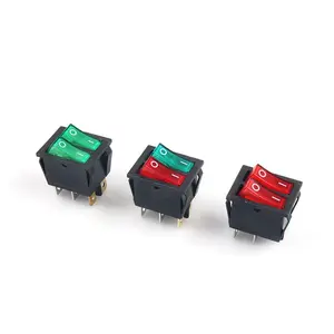 Ship type switch KCD6 4/6-pin 2-gear single/double red green rocker switch with light