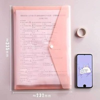Pochette à documents A4 transfrontalière Morandi en PP transparent avec boutons-pression, étanche, couleur Macaron, fabriquée en Chine, modèle 209B
