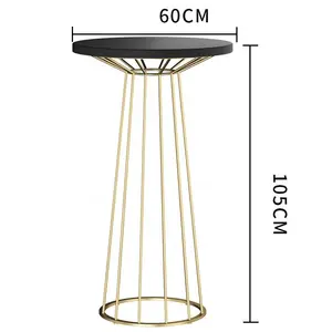Золотой круглый мраморный верх с высоким металлическим каркасом, Проволочная основа, набор для коктейля, высокий стол, барный набор с мягким стулом