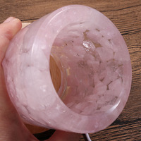 Lampe de bureau à LED en cristal de quartz rose naturel en forme de fleur, lampe de table USB pour le salon, artisanat en pierre brute brute, moderne