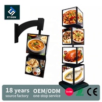 Présentoir rotatif automatique Shuntai 360 avec rétroéclairage LED, support de signalisation multi-cubes, panneau de menu sur pied pour restaurant, café, usine OEM