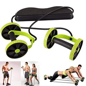 Logotipo privado Rueda <span class=keywords><strong>AB</strong></span> de plástico doble Ruedas de rodillos de entrenamiento Equipo de ejercicio personalizado - Product Image 2