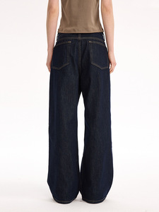 Jeans en denim brut de haute qualité avec logo personnalisé, 13 oz, coupe droite ample, coupe décontractée, pour hommes, femmes, unisexe - Product Image 6
