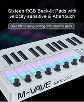 Mini Controlador MIDI USB de 2 Canales M-VAVE SMK-25 II con Teclado de 25 Teclas, 16 Pads de Batería RGB, Perillas y Software de Música Incluido 8-Pads