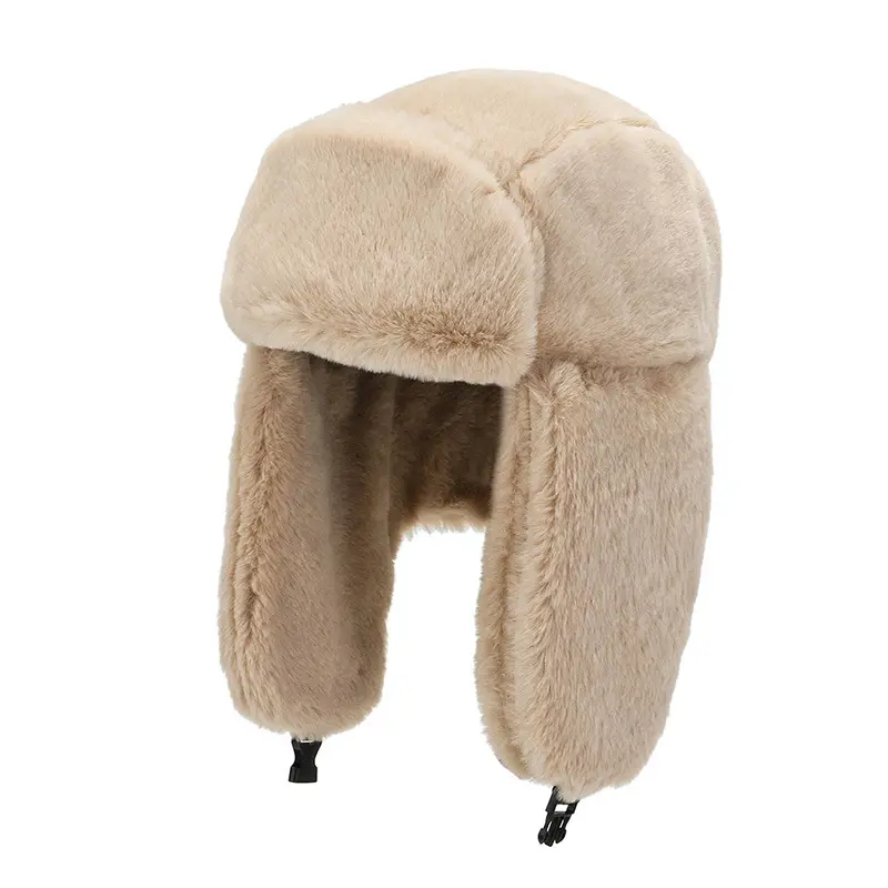Otoño/Invierno cálido gorro de esquí al aire libre con orejeras de piel gruesa de piel sintética orejeras Unisex diseñador Logo sombreros Casual ciclismo escenas