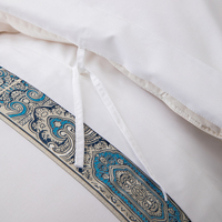 Parure de lit de luxe 4 pièces en coton, bord large, moderne et raffinée, taille personnalisable, respirante et écologique pour la maison
