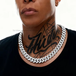 9Mm full rhinestone minimalist <b>Cuban</b> <b>chain</b>, rhombus personalized hip-hop fashion necklace, light luxury jewelry men - Product Image 1