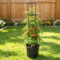 Jardinière en plastique à arrosage automatique, pots de fleurs auto-arrosants avec supports de croissance pour tomates