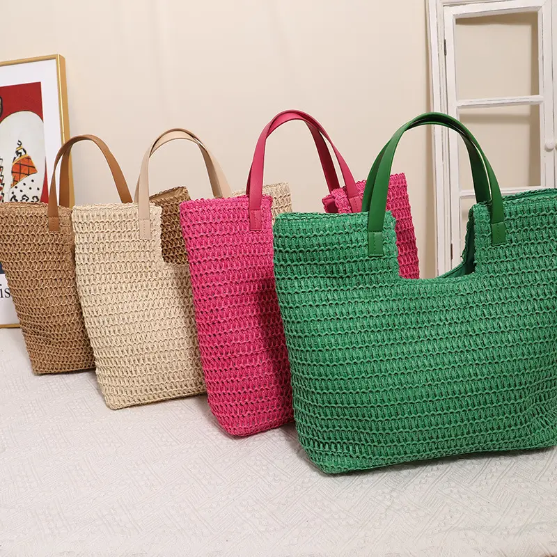 China New Fashion Summer Vacation Weave Beach Portable Holiday Tote Bag Straw Handbag