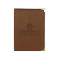 Couverture de diplôme de graduation en PU gaufré format A4 avec coins métalliques