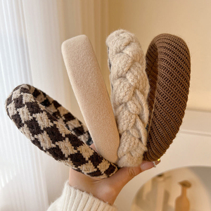 JIOMAY Pita Rambut Kain Warna Cokelat Gaya Retro Eropa Amerika untuk Wanita, Ikat Kepala Kepang Simpul, Diadema Tebal - Product Image 5