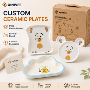 Assiette en céramique <span class=keywords><strong>moderne</strong></span> en forme <span class=keywords><strong>de</strong></span> nuage et <span class=keywords><strong>de</strong></span> toast, vente en gros directe d'usine, logo personnalisé, plateau d'alimentation pour enfants, service <span class=keywords><strong>de</strong></span> vaisselle en porcelaine - Product Image 1
