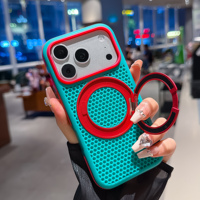 Casing Magnetik 3D Mesh 8 Warna Kustom untuk iPhone 18 Pro Max 17 16 15 14, Penyangga Putar 360 Derajat Pembuang Panas Pelindung Tiga Lapis