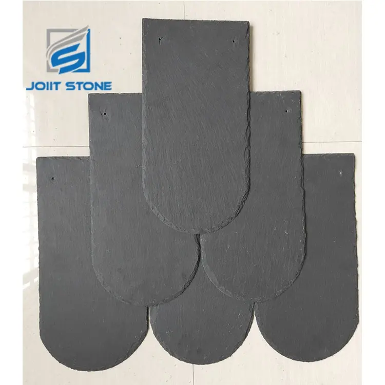 Premium Quality Natural Black Slate Roof Tile With Chiseled Edge and Drilled Holes